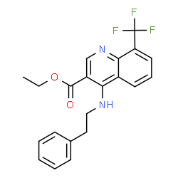 ChemSpider 2D Image | ethyl 4-[(2-phenylethyl)amino]-8-(trifluoromethyl)quinoline-3-carboxylate | C21H19F3N2O2
