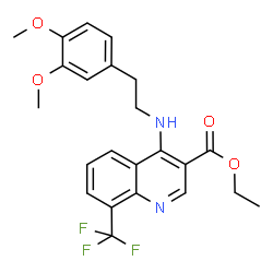 ChemSpider 2D Image | ethyl 4-{[2-(3,4-dimethoxyphenyl)ethyl]amino}-8-(trifluoromethyl)quinoline-3-carboxylate | C23H23F3N2O4