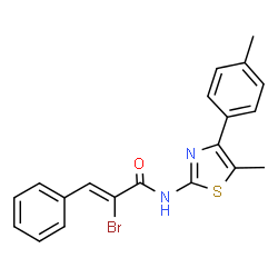 ChemSpider 2D Image | (2Z)-2-Bromo-N-[5-methyl-4-(4-methylphenyl)-1,3-thiazol-2-yl]-3-phenylacrylamide | C20H17BrN2OS