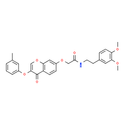 ChemSpider 2D Image | N-[2-(3,4-Dimethoxyphenyl)ethyl]-2-{[3-(3-methylphenoxy)-4-oxo-4H-chromen-7-yl]oxy}acetamide | C28H27NO7