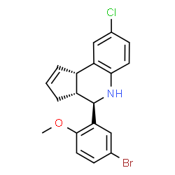 ChemSpider 2D Image | (3aR,4R,9bS)-4-(5-Bromo-2-methoxyphenyl)-8-chloro-3a,4,5,9b-tetrahydro-3H-cyclopenta[c]quinoline | C19H17BrClNO