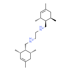 ChemSpider 2D Image | N-{[(1R,2R,6R)-2,4,6-Trimethyl-3-cyclohexen-1-yl]methyl}-N'-{[(1R,2S,6R)-2,4,6-trimethyl-3-cyclohexen-1-yl]methyl}-1,2-ethanediaminium | C22H42N2