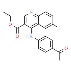 ChemSpider 2D Image | ethyl 4-[(4-acetylphenyl)amino]-6-fluoroquinoline-3-carboxylate | C20H17FN2O3