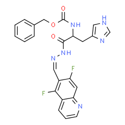 ChemSpider 2D Image | Benzyl [1-{(2Z)-2-[(5,7-difluoro-6-quinolinyl)methylene]hydrazino}-3-(1H-imidazol-4-yl)-1-oxo-2-propanyl]carbamate (non-preferred name) | C24H20F2N6O3