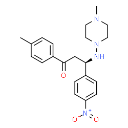 ChemSpider 2D Image | (3R)-1-(4-Methylphenyl)-3-[(4-methyl-1-piperazinyl)amino]-3-(4-nitrophenyl)-1-propanone | C21H26N4O3
