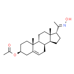 ChemSpider 2D Image | (3beta,8alpha,9beta,17alpha,20E)-20-(Hydroxyimino)pregn-5-en-3-yl acetate | C23H35NO3