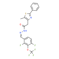 ChemSpider 2D Image | N'-{(Z)-[2,4-Difluoro-3-(trifluoromethoxy)phenyl]methylene}-2-(5-methyl-2-phenyl-1,3-thiazol-4-yl)acetohydrazide | C20H14F5N3O2S