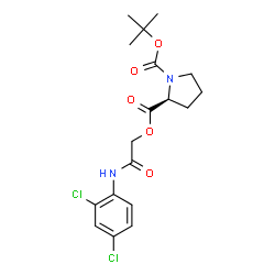ChemSpider 2D Image | 2-{2-[(2,4-Dichlorophenyl)amino]-2-oxoethyl} 1-(2-methyl-2-propanyl) (2S)-1,2-pyrrolidinedicarboxylate | C18H22Cl2N2O5