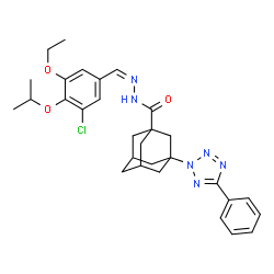 ChemSpider 2D Image | N'-[(Z)-(3-Chloro-5-ethoxy-4-isopropoxyphenyl)methylene]-3-(5-phenyl-2H-tetrazol-2-yl)-1-adamantanecarbohydrazide | C30H35ClN6O3