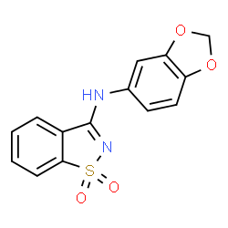 ChemSpider 2D Image | N-(1,3-Benzodioxol-5-yl)-1,2-benzothiazol-3-amine 1,1-dioxide | C14H10N2O4S