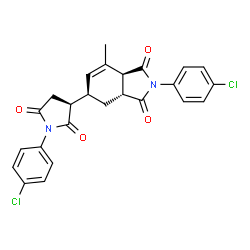 ChemSpider 2D Image | (3aR,5R,7aS)-2-(4-Chlorophenyl)-5-[(3S)-1-(4-chlorophenyl)-2,5-dioxo-3-pyrrolidinyl]-7-methyl-3a,4,5,7a-tetrahydro-1H-isoindole-1,3(2H)-dione | C25H20Cl2N2O4