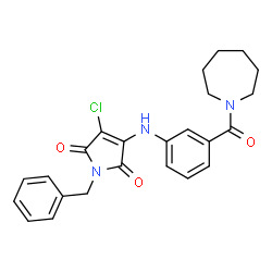 ChemSpider 2D Image | 3-{[3-(1-Azepanylcarbonyl)phenyl]amino}-1-benzyl-4-chloro-1H-pyrrole-2,5-dione | C24H24ClN3O3