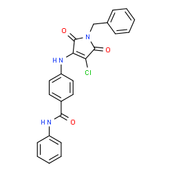 ChemSpider 2D Image | 4-[(1-Benzyl-4-chloro-2,5-dioxo-2,5-dihydro-1H-pyrrol-3-yl)amino]-N-phenylbenzamide | C24H18ClN3O3