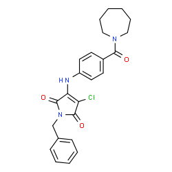 ChemSpider 2D Image | 3-{[4-(1-Azepanylcarbonyl)phenyl]amino}-1-benzyl-4-chloro-1H-pyrrole-2,5-dione | C24H24ClN3O3