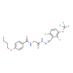 ChemSpider 2D Image | 4-Butoxy-N-(2-{(2Z)-2-[2,6-difluoro-3-(trifluoromethoxy)benzylidene]hydrazino}-2-oxoethyl)benzamide (non-preferred name) | C21H20F5N3O4