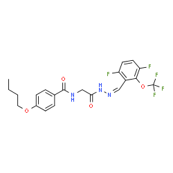 ChemSpider 2D Image | 4-Butoxy-N-(2-{(2Z)-2-[3,6-difluoro-2-(trifluoromethoxy)benzylidene]hydrazino}-2-oxoethyl)benzamide (non-preferred name) | C21H20F5N3O4