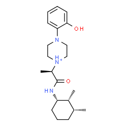 ChemSpider 2D Image | 1-[(2R)-1-{[(1S,2R,3R)-2,3-Dimethylcyclohexyl]amino}-1-oxo-2-propanyl]-4-(2-hydroxyphenyl)piperazin-1-ium | C21H34N3O2