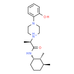 ChemSpider 2D Image | 1-[(2R)-1-{[(1S,2R,3S)-2,3-Dimethylcyclohexyl]amino}-1-oxo-2-propanyl]-4-(2-hydroxyphenyl)piperazin-1-ium | C21H34N3O2