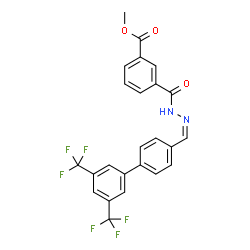 ChemSpider 2D Image | Methyl 3-{[(2Z)-2-{[3',5'-bis(trifluoromethyl)-4-biphenylyl]methylene}hydrazino]carbonyl}benzoate | C24H16F6N2O3