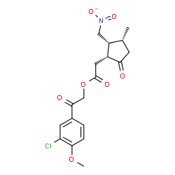 ChemSpider 2D Image | 2-(3-Chloro-4-methoxyphenyl)-2-oxoethyl [(1R,2R,3R)-3-methyl-2-(nitromethyl)-5-oxocyclopentyl]acetate | C18H20ClNO7