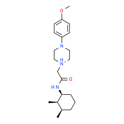 ChemSpider 2D Image | 1-(2-{[(1S,2R,3R)-2,3-Dimethylcyclohexyl]amino}-2-oxoethyl)-4-(4-methoxyphenyl)piperazin-1-ium | C21H34N3O2