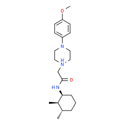 ChemSpider 2D Image | 1-(2-{[(1S,2R,3S)-2,3-Dimethylcyclohexyl]amino}-2-oxoethyl)-4-(4-methoxyphenyl)piperazin-1-ium | C21H34N3O2