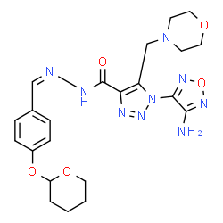 ChemSpider 2D Image | 1-(4-Amino-1,2,5-oxadiazol-3-yl)-5-(4-morpholinylmethyl)-N'-{(Z)-[4-(tetrahydro-2H-pyran-2-yloxy)phenyl]methylene}-1H-1,2,3-triazole-4-carbohydrazide | C22H27N9O5