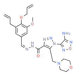 ChemSpider 2D Image | N'-{(Z)-[3-Allyl-4-(allyloxy)-5-methoxyphenyl]methylene}-1-(4-amino-1,2,5-oxadiazol-3-yl)-5-(4-morpholinylmethyl)-1H-1,2,3-triazole-4-carbohydrazide | C24H29N9O5