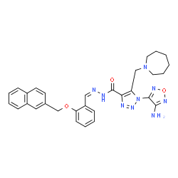 ChemSpider 2D Image | 1-(4-Amino-1,2,5-oxadiazol-3-yl)-5-(1-azepanylmethyl)-N'-{(Z)-[2-(2-naphthylmethoxy)phenyl]methylene}-1H-1,2,3-triazole-4-carbohydrazide | C30H31N9O3