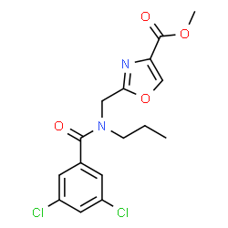 ChemSpider 2D Image | Methyl 2-{[(3,5-dichlorobenzoyl)(propyl)amino]methyl}-1,3-oxazole-4-carboxylate | C16H16Cl2N2O4