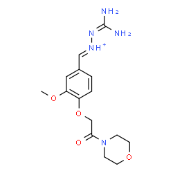 ChemSpider 2D Image | (1E)-2-(Diaminomethylene)-1-{3-methoxy-4-[2-(4-morpholinyl)-2-oxoethoxy]benzylidene}hydrazinium | C15H22N5O4