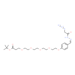ChemSpider 2D Image | 2-Methyl-2-propanyl 1-(4-{(Z)-[(azidoacetyl)hydrazono]methyl}phenoxy)-3,6,9,12-tetraoxapentadecan-15-oate (non-preferred name) | C24H37N5O8
