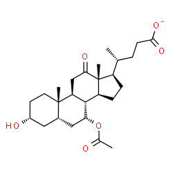 ChemSpider 2D Image | (3alpha,5beta,7alpha)-7-Acetoxy-3-hydroxy-12-oxocholan-24-oate | C26H39O6