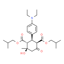 ChemSpider 2D Image | Diisobutyl (1R,2R,3R,4R)-2-[4-(diethylamino)phenyl]-4-hydroxy-4-methyl-6-oxo-1,3-cyclohexanedicarboxylate | C27H41NO6