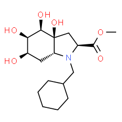 ChemSpider 2D Image | Methyl (2S,3aS,4R,5R,6R,7aR)-1-(cyclohexylmethyl)-3a,4,5,6-tetrahydroxyoctahydro-1H-indole-2-carboxylate | C17H29NO6