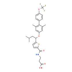 ChemSpider 2D Image | N-{[5-(1-{[2,6-Dimethyl-4'-(trifluoromethoxy)-4-biphenylyl]oxy}-3-methylbutyl)-2-thienyl]carbonyl}-beta-alanine | C28H30F3NO5S