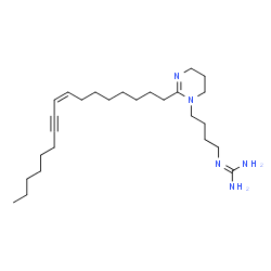 ChemSpider 2D Image | 2-(4-{2-[(8Z)-8-Heptadecen-10-yn-1-yl]-5,6-dihydro-1(4H)-pyrimidinyl}butyl)guanidine | C26H47N5