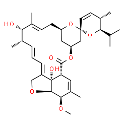 ChemSpider 2D Image | (1'R,2S,4'S,5S,6R,8'R,10'E,12'S,13'S,14'E,16'E,20'R,21'R,24'S)-12',24'-Dihydroxy-6-isopropyl-21'-methoxy-5,11',13',22'-tetramethyl-5,6-dihydro-2'H-spiro[pyran-2,6'-[3,7,19]trioxatetracyclo[15.6.1.1~4,
8~.0~20,24~]pentacosa[10,14,16,22]tetraen]-2'-one | C34H48O8
