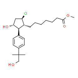 ChemSpider 2D Image | Methyl 7-{(1R,2S,3R,5R)-5-chloro-3-hydroxy-2-[4-(1-hydroxy-2-methyl-2-propanyl)phenyl]cyclopentyl}heptanoate | C23H35ClO4