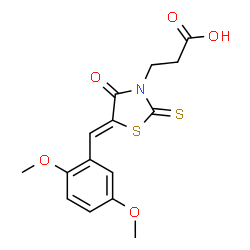ChemSpider 2D Image | 3-[(5Z)-5-(2,5-Dimethoxybenzylidene)-4-oxo-2-thioxo-1,3-thiazolidin-3-yl]propanoic acid | C15H15NO5S2