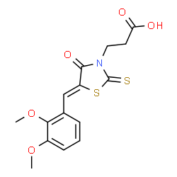 ChemSpider 2D Image | 3-[(5Z)-5-(2,3-Dimethoxybenzylidene)-4-oxo-2-thioxo-1,3-thiazolidin-3-yl]propanoic acid | C15H15NO5S2
