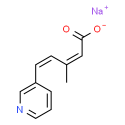ChemSpider 2D Image | Sodium (2Z,4Z)-3-methyl-5-(3-pyridinyl)-2,4-pentadienoate | C11H10NNaO2