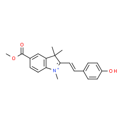 ChemSpider 2D Image | 2-[(E)-2-(4-Hydroxyphenyl)vinyl]-5-(methoxycarbonyl)-1,3,3-trimethyl-3H-indolium | C21H22NO3