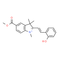 ChemSpider 2D Image | 2-[(E)-2-(2-Hydroxyphenyl)vinyl]-5-(methoxycarbonyl)-1,3,3-trimethyl-3H-indolium | C21H22NO3