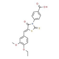 ChemSpider 2D Image | 4-[(5Z)-5-(4-Ethoxy-3-methoxybenzylidene)-4-oxo-2-thioxo-1,3-thiazolidin-3-yl]benzoic acid | C20H17NO5S2