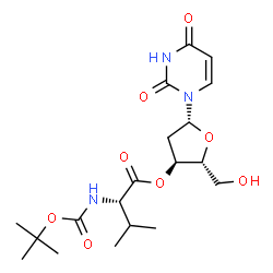 ChemSpider 2D Image | 2'-Deoxy-3'-O-(N-{[(2-methyl-2-propanyl)oxy]carbonyl}-L-valyl)uridine | C19H29N3O8