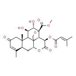 ChemSpider 2D Image | Methyl (8xi,9xi,11beta,12alpha,13beta,15beta)-11,12-dihydroxy-15-[(3-methyl-2-butenoyl)oxy]-2,16-dioxo-13,20-epoxypicras-3-en-21-oate | C26H32O10