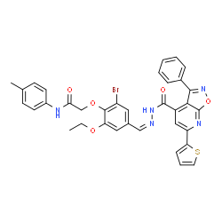 ChemSpider 2D Image | 2-{2-Bromo-6-ethoxy-4-[(Z)-({[3-phenyl-6-(2-thienyl)[1,2]oxazolo[5,4-b]pyridin-4-yl]carbonyl}hydrazono)methyl]phenoxy}-N-(4-methylphenyl)acetamide | C35H28BrN5O5S