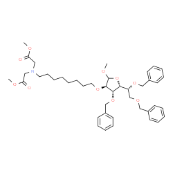 ChemSpider 2D Image | Methyl 3,5,6-tri-O-benzyl-2-O-{8-[bis(2-methoxy-2-oxoethyl)amino]octyl}-D-glucofuranoside | C42H57NO10