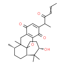 ChemSpider 2D Image | (3S,4aS,7S)-3-Hydroxy-4,4,7,7a-tetramethyl-11-(3-oxo-4-hexen-2-yl)-1,2,3,4,4a,5,6,7,7a,8-decahydrobenzo[d]xanthene-9,12-dione | C27H36O5